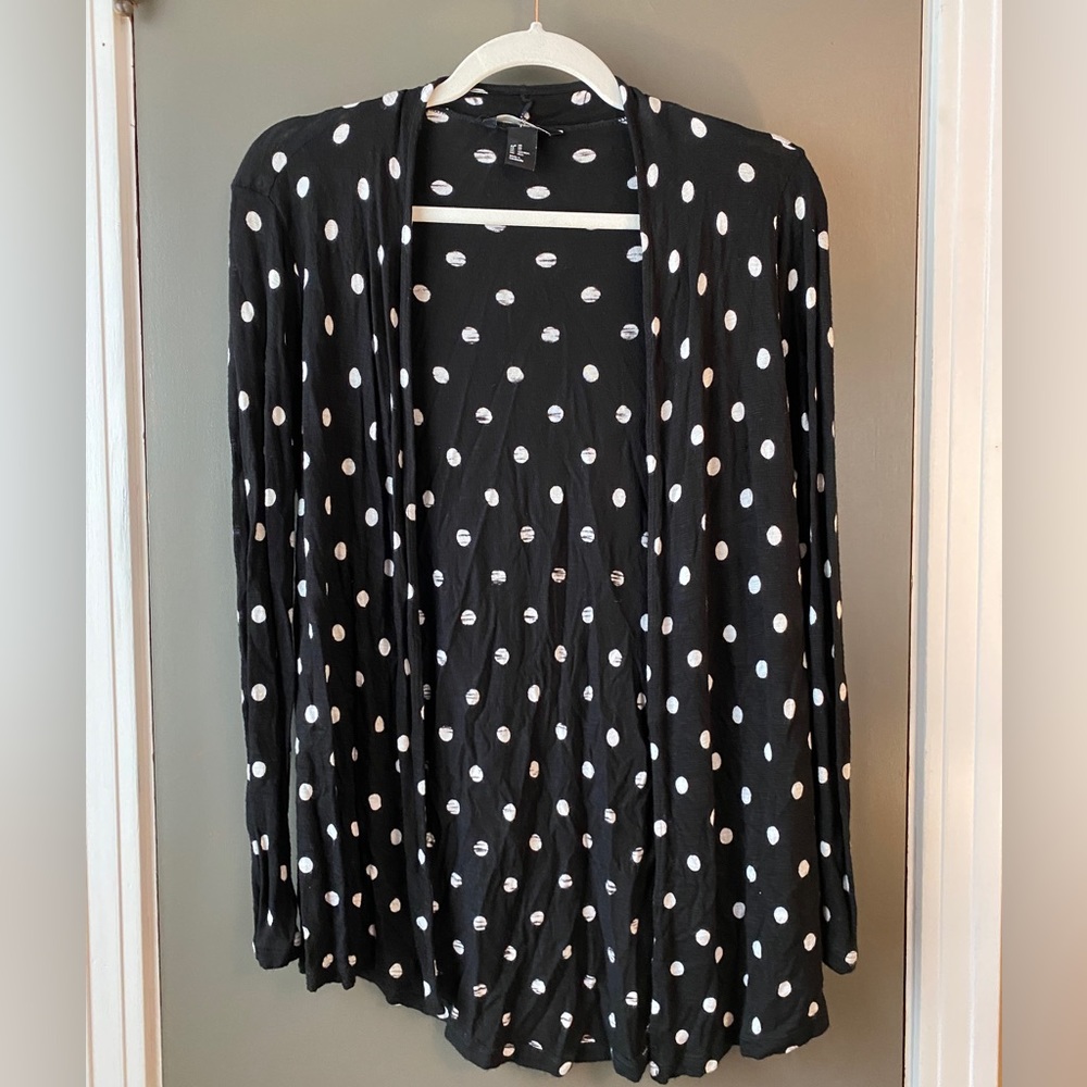 Black & White Polka Dot Jersey Cardigan